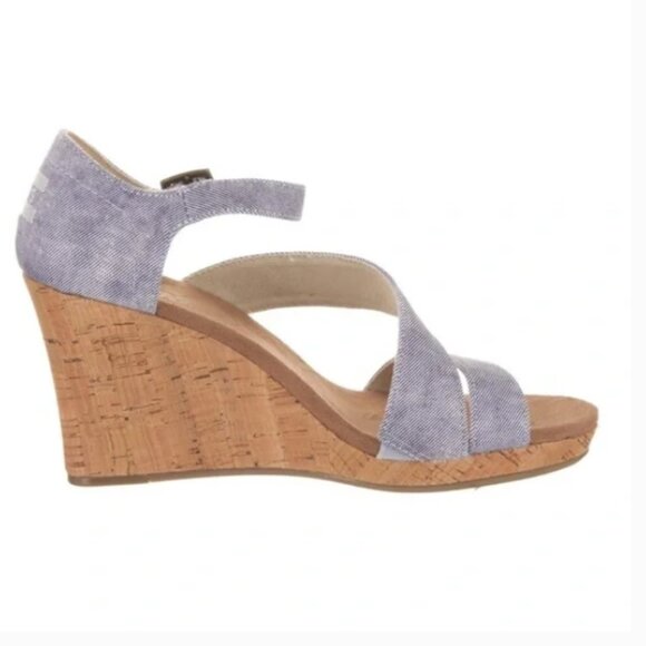 Toms Clarissa slate blue wedge heel Size 8W - Picture 4 of 11